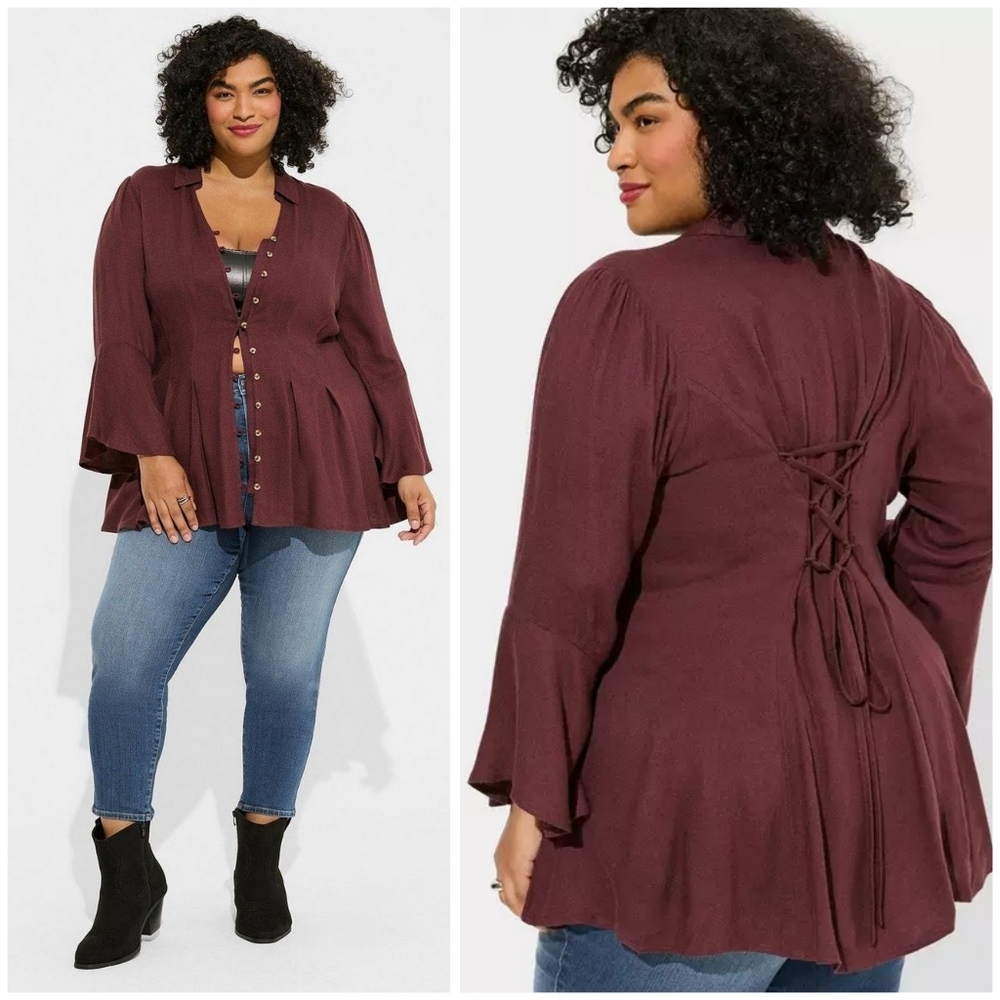 Torrid Fit & Flare Soft Flannel Top Size 2X